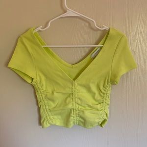 Ruched neon crop top